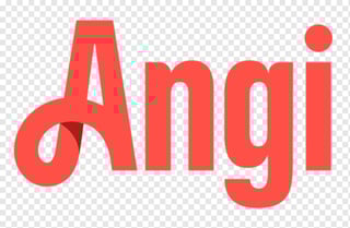 Red Angi logo with stylized lettering on transparent background